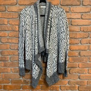 Abercrombie &‎ Fitch Cardigan Womens Size XS/S Gray White Open Front Geometric